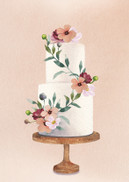 KORTTI A6, Hääkakku kukilla, 2-osainen