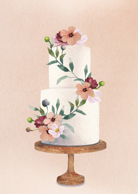 KORTTI A6, Hääkakku kukilla, 2-osainen