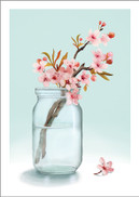 POSTIKORTTI A6, Kirsikankukat maljakossa