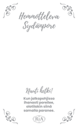 MÖKKEILIJÄN SELVIYTYMISPAKKAUS, Tiskirätti Mökillä+Sydänpore