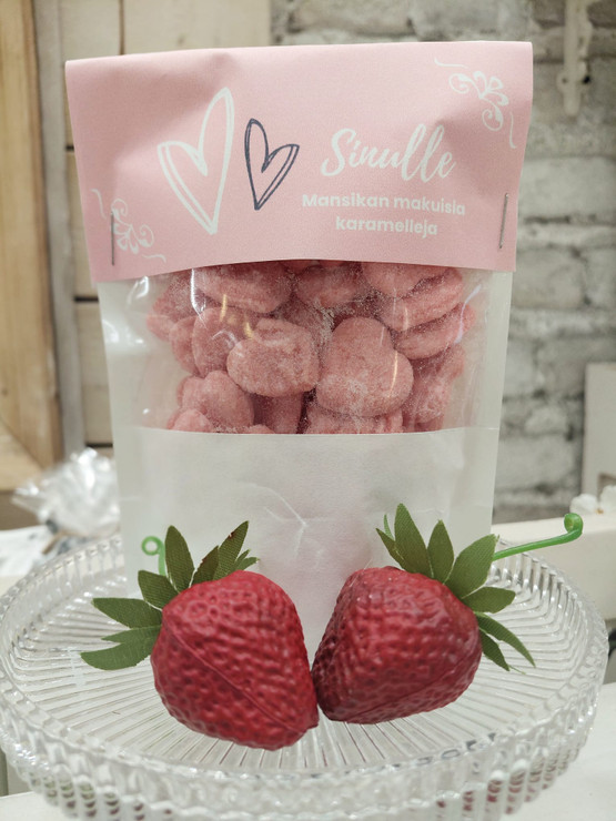 MANSIKAN MAKUISET SYDÄNKARAMELLIT 125 g