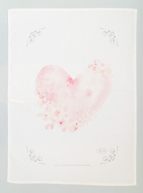 KEITTIÖPYYHE/LEIVINLIINA, VAALEANPUNAINEN SYDÄN 46x65 cm