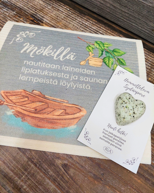 MÖKKEILIJÄN SELVIYTYMISPAKKAUS, Tiskirätti Mökillä+Sydänpore