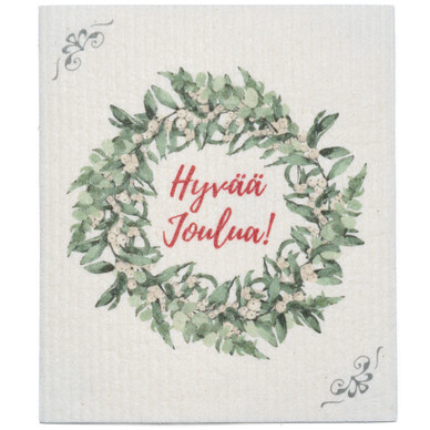 TISKIRÄTTI, KRANSSI HYVÄÄ JOULUA (valk. pohja)