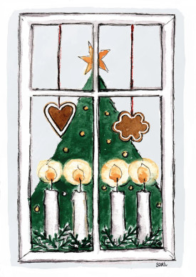 KORTTI A7,  Adventti ikkunalla pakettikortti 2-osainen