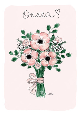 KORTTI, Anemonekimppu pinkki, 2-osainen