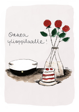 KORTTI, Yo-lakki, ruusut ja kakkupala, Onnea ylioppilaalle... 2-osainen