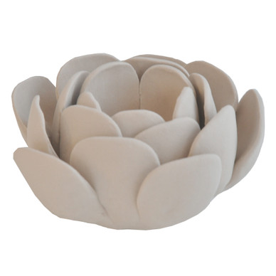 LÄMPÖKYNTTILÄ KUKKA, BEIGE, 14 cm