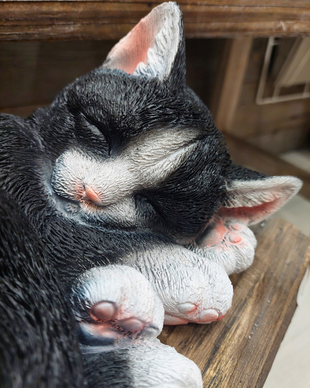 KORISTE NUKKUVA KISSA, MUSTA-VALKOINEN 26x18x11,5 cm