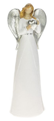 ENKELIPATSAS VALKOINEN, HOPEASIIVET JA -SYDÄN 28 cm