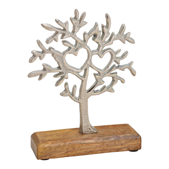 KORISTEPUU SYDÄMET, METALLIA/ MANGOPUUTA, 15x20x5 cm