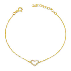 9K Kultainen sydänranneketju zirkoneilla 9K-B5646Z