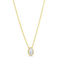 9K kultakaulakoru pisaranmuotoisella zirkonilla 9K-N2503Z