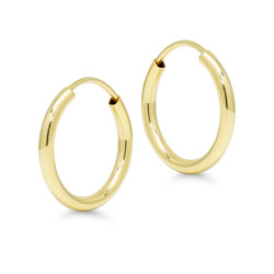 Keltakultaiset putkirengas korvakorut 2mm x 13mm KK-PR
