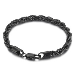 Teräs Cordelli musta rannekoru 6mm