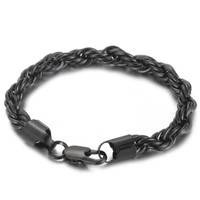 Teräs Cordelli musta rannekoru 8mm