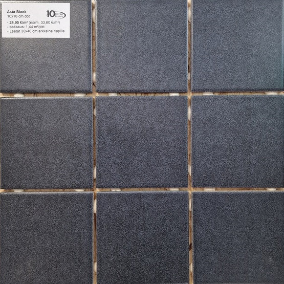 Asta Black matta 10x10 cm lattialaatta