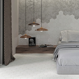 Cusco Hex White matta 14x16 cm seinä- ja lattialaatta