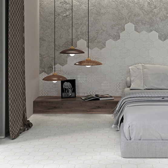 Cusco Hex White matta 14x16 cm seinä- ja lattialaatta