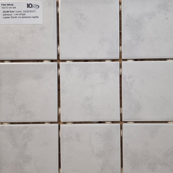 Fifel White matta 10x10 cm lattialaatta
