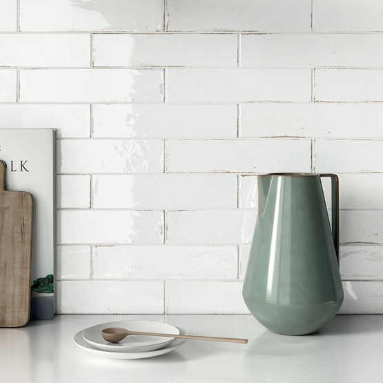 Funktion Bianco kiiltävä 6x25 cm seinä- ja lattialaatta