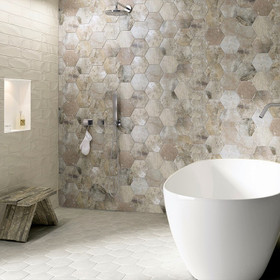 Gem Hex Almond matta 14x16 cm seinä- ja lattialaatta