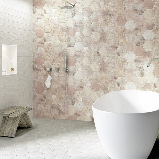 Gem Hex Cream matta 14x16 cm seinä- ja lattialaatta