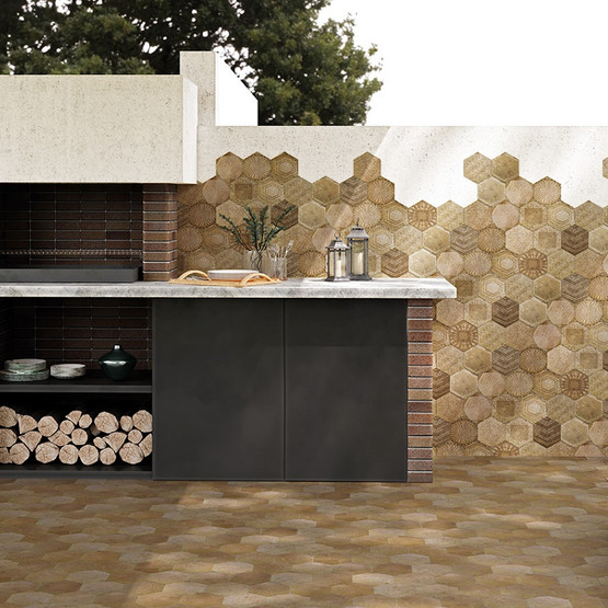 Ground Hex Terra matta 14x16 cm seinä- ja lattialaatta