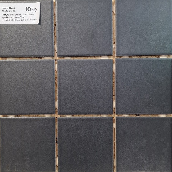 Island Black matta 10x10 cm lattialaatta