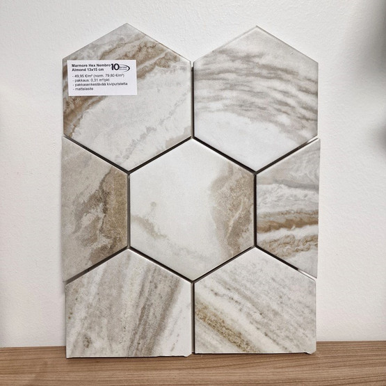 Marmore Hex Nembro Almond matta 13x15 cm seinä- ja lattialaatta