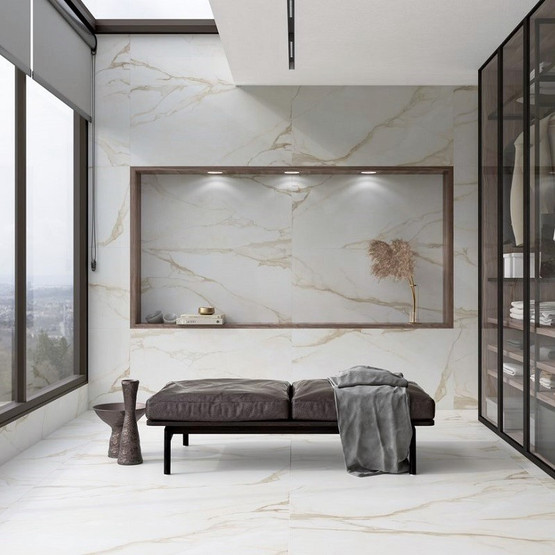 Marmore Pothos Gold kiiltävä 60x120 cm seinä- ja lattialaatta