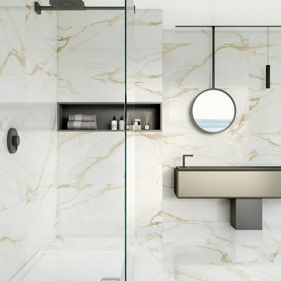 Marmore Pothos Gold kiiltävä 60x120 cm seinä- ja lattialaatta