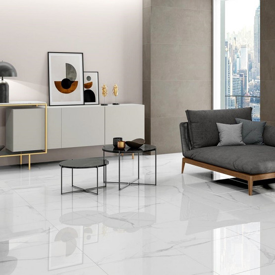 Marmore Pothos White kiiltävä 60x60 cm seinä- ja lattialaatta