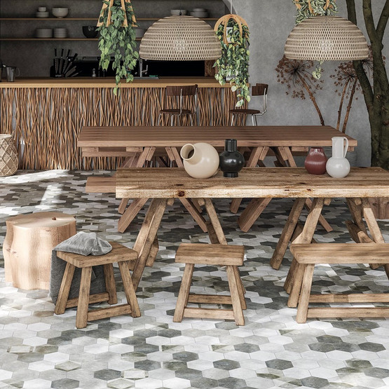 Neptune Hex Black matta 14x16 cm seinä- ja lattialaatta