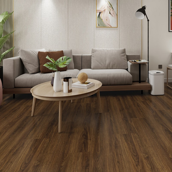 Pellervon pähkinä vinyylilankku (integroitu askeläänieriste)