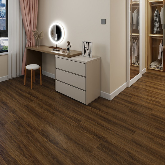 Pellervon pähkinä vinyylilankku (integroitu askeläänieriste)