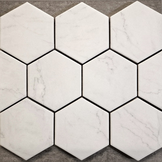 Toya Marble White Hex matta 10x11,6 cm seinä- ja lattialaatta