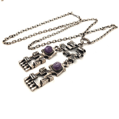 Turun Hopea oy, Pentti Sarpaneva, iso Riipus , Kaulakoru Ametisteilla,  Hopeaa -74