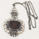 Turun Hopea oy | Pentti Sarpaneva |Akaatti Riipus | Kaulakoru Hopeaa -83