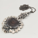 Turun Hopea oy | Pentti Sarpaneva |Akaatti Riipus | Kaulakoru Hopeaa -83