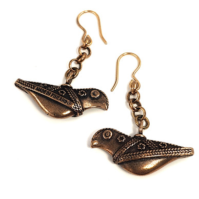 Kalevala Jewelry |  ' Bird of Hattula' earrings | Bronze