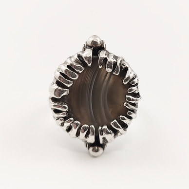 Turun Hopea oy | Pentti Sarpaneva | Ring with acate | Silver -76