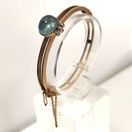 Kauniskoru | Rannerengas sinisellä kivellä ja timanteilla | Rannekoru 585 kultaa -75