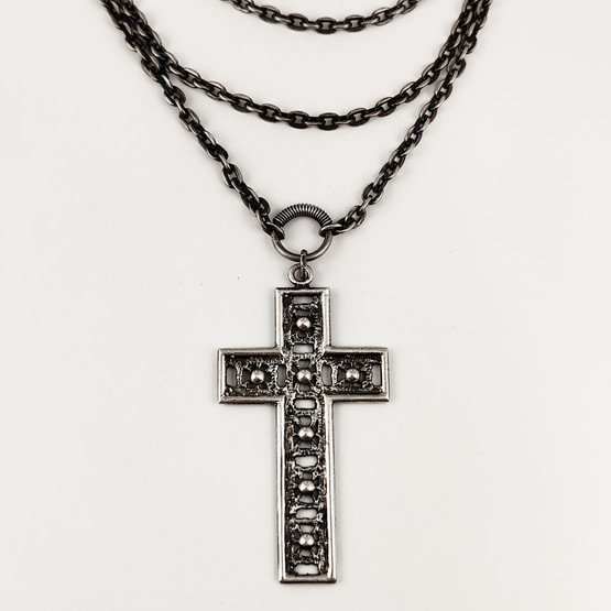 Turun Hopea oy | Pentti Sarpaneva | (iso) Pitsi RistiRiipus | Kaulakoru Hopeaa -69