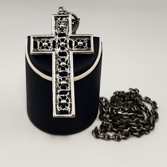 Turun Hopea oy | Pentti Sarpaneva | (iso) Pitsi RistiRiipus | Kaulakoru Hopeaa -69