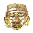 MEXICO | Atsteekkien soturinaamio  Solki | Kullattu Rintakoru / Riipus | 925 Hopeaa 