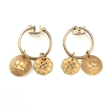 Kalevala Koru  | AMULETTI korvakorut | renkaat + 4 pikkuhelaa | Pronssia