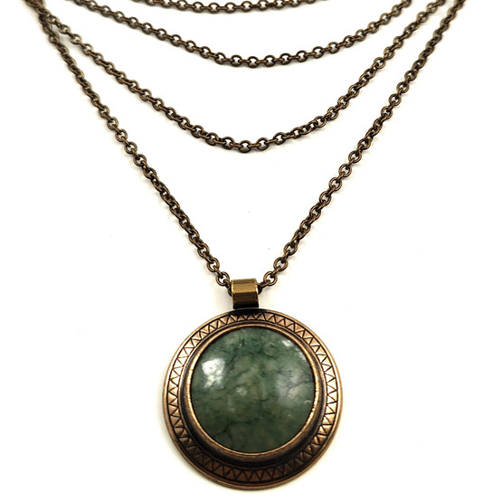 Kalevala jewelry | Pendant-1588 | Crome marble Necklace | Bronze