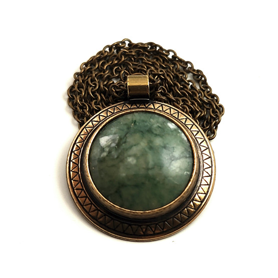 Kalevala jewelry | Pendant-1588 | Crome marble Necklace | Bronze