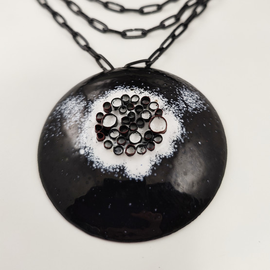 Eira Ikonen | Large Enameled Copper Pendant | Finnish Vintage Necklace